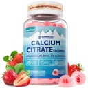 Kalsium Citrat Supplement 1000 mg for kvinner og menn, 6-i-1 kalsium Magnesium Sink Gummies + vitamin D3, B6 & Kalium høy absorpsjon for bein, tenner, muskel og nerve helse, vegansk, sukkerfri,60Cts