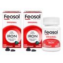 Feosol Original jerntilskudd tabletter,Non-heme 325mg Ferrous Sulfat (65mg Elementalt jern) per pille, 1 per dag, 4 måneders forsyning, for energi og immunsystem støtte (120 ct pakke med 2)