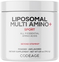 Kodeage Liposomal Multi Amino pulver Supplement - BCAA & EAA Supplement alle 9 essensielle aminosyrer, grened-Chain Aminosyre, Pre & Post Trening, Unflavored, Liposomal Levering, Non-GMO, 6,15 oz