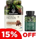 PlantFusion Komplett Vegansk Protein pulver & kalsiumbund - Plant Basert Protein pulver med BCAA, Digestive Enzymer og Pea Protein
