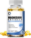 Magnesium Glycinate Capsules, høy absorpsjon Magnesium Glycinate 400 mg med vitamin B6 & D3 Magnesium Complex Kosttilskudd Softgels for muskel, bein og energi støtte Non-GMO 120 Vegan Count