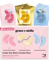 Grace & stella Under Øyemaske - Redusere mørke sirkler, Puffy øyne, Underøynevesker, Wrinkles - Gel Under Øyelapper, Vegansk Cruelty-Free Selvpleie (72 Par, GoldPinkBlue)