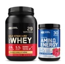 Optimum Nutrition Dynamisk Duo Bundle: Amino energi, Blå bringebær (30 Serveringer) og gull standard 100% Whey Protein pulver, Fransk Vanilla Creme (29 Serveringer)