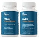 Dr. Tobias Colon 14 dagers rengjøring og lever 21 dagers rengjøring kosttilskudd, med fiber, urter og probiotika, solplast, artichoke, melk tistel, støtter Gut og lever helse.