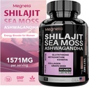 All-in-One Sea Moss, Shilajit, Ashwagandha & Glutathione Supplement for kvinner, Økt energi, 60 kapsler