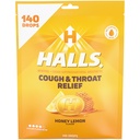 Halls Relief Honning Lemon Cough Drops, verdipakke, 140 drops