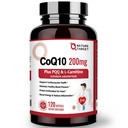 NATURE TARGET CoQ12-200 mg med PQQ L-karnitin og omega-3s, høy absorpsjon koenzym-Q10 med bioperin, støtter hjerte og immunsystem, cellular-Energy-produksjon, 120 serveringer