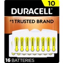 Duracell Høreapparat Batterier gul størrelse 10, 16 greve pakke, 10A størrelse høreapparat batteri med lang-lastekraft, ekstra lang EasyTab installere for høreapparat enheter