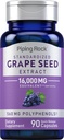 Piping Rock Grape Seed Extract Kapsler | 16.000mg | 90 piller | Vitis Vinifera Supplement | Ikke-GMO, Glutenfri