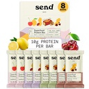 Send Bars Plantebaserte Vegan sunne proteinbarer, med grønn (Variety Pack, 8 Bars) - Bare ekte ingredienser, Zero tilsatt sukker, Glutenfri, Dairy-Free