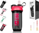 Litex Shaker Flasker for Protein Shakes, 26oz Blender Shaker Flaske for pre-Workout,Shaker Cups med Straw, BPA-fri Tritan Mixer Flasker for Protein pulver, med Cup børste og instruksjoner (Rose rødt)