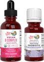 MaryRuth Organics Stress & Cognition Probiotic (Chokolate) for kvinner og B komplekse dråper | USDA organiske, ren etikett prosjekt verifisert | Vitaminer for relaxering, metabolisme, og helse | Vegan, Gluten