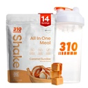 310 Ernæring Alle-i-ett måltid Erstatning Shake Powder m/Shaker Cup Starter Kit - høy protein Fiber Rich Vegansk Superfood Blend - Sukkerfri, Keto & Paleo Vennlig, Lav carb - Caramel Sundae 14 srv