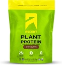 Ascent Plant Basert Protein Powder - Ikke Dairy Vegan Protein, Null Kunstige ingredienser, Soya & Glutenfri, Ingen tilsatt sukker, 4g BCAA, 2g Leucine - Sjokolade, 18 Serveringer