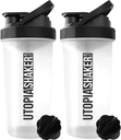 Utopia Home Protein Shaker Flaske - (pakke med 2) 28-Ounce Shaker flasker For Proteinmikser - Fitness Sports Classic Proteinmikser Shaker Flaske (clear/Black)