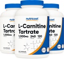 Nutricost L-karnitin tartrat 500 mg, 240 kapsler - 1000mg Per servering (3 flasker)