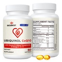 Besi Best Ubiquinol CoQ10-600mg-Softgel, Aktiv Coq10 Ubiquinol Supplement med vitamin E & Omega 3, 6, 9, høy absorpsjon-koenzym-Q10, kraftig antioksidant for energiproduksjon, testet, 60 greve