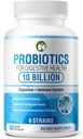 Probiotika for Digestive Helse 60 Kapsler | 10 milliarder CFU vitenskapelig formulert Multi Strain Probiotic Blend | organiske kosttilskudd med prebiotika for menn og kvinner (10 milliarder probiotika)