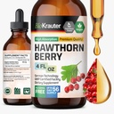 BIO KRAUTER Hawthorn Berry Extract Tinktur - Naturlig Hawthorne Berry Supplement - 100% ren formel - Vegansk sukker og alkohol Gratis - 4 fl. Oz. - 56 dagers forsyning