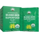 Peak Performance Organic Greens Superfood Powder Single Server reisepakker. Beste Økologisk Grønn Juice Super Mat med 25+ Alle naturlige ingredienser for Max Energi. (20 Pakke)
