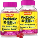 VelJa (2 Pack 50 milliarder probiotika + Prebiotika for menn og kvinner Gummies - Digestiv støtte, Gut Helse, Immun støtte Gummy - Probiotika for digestiv helse med 12 strimler - 60 Gummies
