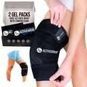 Active Wrap - Knee Ice Pack Wrap med komprimering, 2 Reusable Gel varme og kalde pakker for knesmerter, såre ben & shin splints. Fleksibel Cold Wrap for skade og hevekontroll og felles støtte - en størrelse passer mest