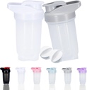 Shaker Bottle Protein Shakes Cup og 10-Ounce / 300ML Shaker-Bottle med Whisk Balls, Protein Shaker-flasker sett, ikke-BPA plast (Grey + Hvit(2PCS))