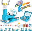 WhalesBot A3 12-i-1 STEM blokker Coding Robot Kit for barn, 61-piece utdanningsbygning sett med interaktiv historiefortelling, ideell lekegave for gutter og jenter alder 3-6