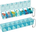 2 pakke ukentlig pilleorganisator, store 7 dager pille boks, daglige vitamin tilfelle medisin boks,Pill containers for medisin kosttilskudd fiskeolje (blå)
