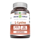 Amazing Formler L-Lysine 500 Mg Aminosyre Supplement | Kapsler | Ikke-GMO | Glutenfri | laget i USA (1 pakke | 250 Count)