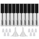 GHER 10PCS 10ML tom Mascara Tube Flaske med øyenvippe Wand, gummisett og funkler sett for castor olje / growth olje, DIY cream container med Cap, svart