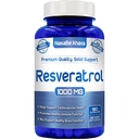 Resveratrol 1000mg Kapsler | Vegansk Vennlig Resveratrol Supplement fra lett absorpsjon Antioksidant Japansk Knotweed for hud hjerte og hjerne støtte | Laget i amerikansk cGMP fasiliteter (90 dagers forsyning)