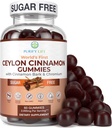 Sugar-fri Ceylon Cinnamon Gummies (2.000mg/Serving) Ceylon Cinnamon Supplement for Hjernehelse, Vegan, Glutenfri, Bytt Ceylon Cinnamon Capsules, Piller, pulver, ekstrakt (60 Chews)