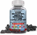 L-Lysine Coq10 Alpha Lipoic Acid Gummies rød yeast ris magnesium gummy for voksne og barn - Aminosyre kosttilskudd Omega 3 Niacin sink vitamin K2 D3 B3 - vitaminer for kvinner og menn - 60 Gummy bjørne