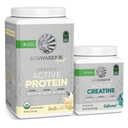 Sunwarrior kreatin pulver og vanilla aktiv organisk protein pulver sett | Bundle & Lagre | Vegansk protein Plus uovertruffen kreatinmonohydrat (60 serverer uovertruffen, 20 serverer vanilla)