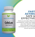 ColoLax Gentle Accelerator Relief for voksne - Stool Softener & Colon Cleanse med Psyllium Husk - Støtte for regelmessighet, relief fra Gas & Bloating og Digestionssupport - 60 Kapsler