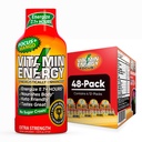 Vitamin energi fokus + ekstra styrke energi Shot Mango 48 Pack, 260 mg naturlig kaffe, B-vitaminer, CoQ10, Aminosyrer, fokus, produktivitet og klarhet, null sukker, glutenfri, 1,93 fl oz