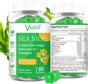 2 Pack Organic Irish Sea Moss Gummies med svart frøolje, klorofyll - Thyroid, Mood, Energi & Immune Support - kvinner og menn, voksen og barn - 120 Vegan Gummies