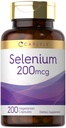 Carlyle Yeast Gratis Selenium 200 mikrog | 200 kapsler | L-Selenometionin Essential Mineral | Vegetarisk, ikke-GMO & Glutenfri Supplement