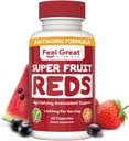 Feel Great Vitaminer Superfrukt Røde – Antioksidant Supermat med polyfenoler for anti-aldring og immunstøtte – Acai, Mangosteen, Pomegranat, Blåbær og mye mer – 60 Kapsler