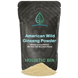 Holistisk Bin Wild American Ginseng Powder Pure Organic Ginseng Supplement laget med Wild Harvested 20+ År Gamle Roots fra Appalachia (Panax Quinquefolius)