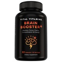 Vital vitaminer Nootropic Brain Supplement Plus - for hukommelse, fokus, konsentrasjon, nevroenergi, klarhet - med Lion's Mane Mushrooms - 60 Kapsler