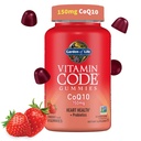Livshage Vitaminkode CoQ10 Gummies 150 mg, Coenzym Q10 for hjerte helse, energiproduksjon og sunn aldring + Prebiotika og probiotika for digestion, ikke-GMO, Glutenfri, 60 Jordbær Gummies