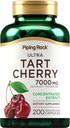 Piping Rock Tart Cherry Extract Kapsler | 7000 mg | 200 piller | for kvinner og menn | Ultra styrke konsentrert ekstrakt | Ikke-GMO, Glutenfri supplement