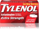 Tylenol ekstra styrke Caplets med 500 mg acetaminophen, smertefri & feber Reduserer, For hodepine, ryggsmerter og menstruell smertelindring, 225 ct