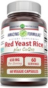 Amazing Formler Rød Yeast Rice 600 Mg Plus Coq10 50 Mg | Veggie Kapsler Supplement | Ikke-GMO | Glutenfri | Laget i USA (60 greve)