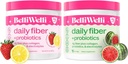 Belli Welli Daily Fiber Supplement Bundle - Strawberry Lemonade & Watermelon - kollagen, probiotika og elektrolyter for balansert velvære - Oppfriskende Flavors, 32 Serveringer Totalt