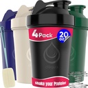 4 Pakning, 20 oz Shaker flasker med Wire Whisks for Protein Mixes | Leakproof Blender Shaker flaske pakke | BPA-fri & oppvaskmaskin Safe | Shaker flaske | Shaker kopper for rister flaske pakke
