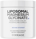 Codeage Liposomal Magnesium Glycinat Supplement, 2-måneders forsyning, Bisglykinat Magnesium Chelat, Chelated Magnesium Mineral Piller, BioPerine Black Pepper Vitaminer Kapsler, Ikke-GMO Vegan, 240 ct