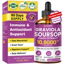Graviola Soursop Leaf Extract Liquid - Soursop Bitters Liquid, Support Immune, Relax, Lever og søvn, Sukker og alkoholfri, høyabsorberbar formel, Passion Fruit Flavor, 2 Fl Oz